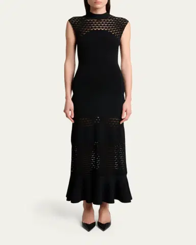 Lanvin Lace Open-Knit Ruffle Maxi Dress | Thumbnail 2 Lanvin Lace Open-Knit Ruffle Maxi Dress | Thumbnail 2