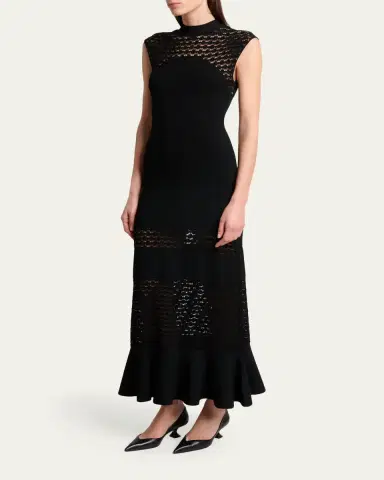 Lanvin Lace Open-Knit Ruffle Maxi Dress | Thumbnail 4 Lanvin Lace Open-Knit Ruffle Maxi Dress | Thumbnail 4