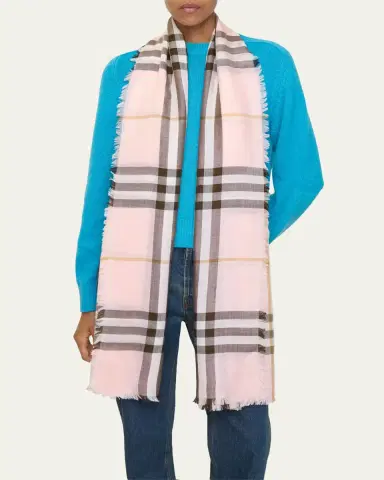 Burberry Check Wool Silk Scarf | Thumbnail 2 Burberry Check Wool Silk Scarf | Thumbnail 2