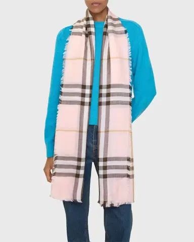 Burberry Check Wool Silk Scarf | Thumbnail 5 Burberry Check Wool Silk Scarf | Thumbnail 5