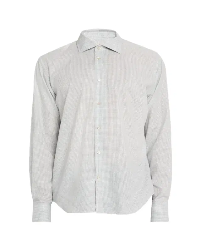 Men's Classic Fit Micro-Check Cotton Sport Shirt