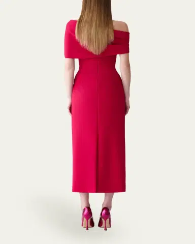 Carolina Herrera Draped Off-The-Shoulder Midi Dress | Thumbnail 3 Carolina Herrera Draped Off-The-Shoulder Midi Dress | Thumbnail 3
