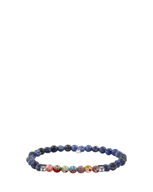 Men's Sodalite & Millefiori Bead Bracelet