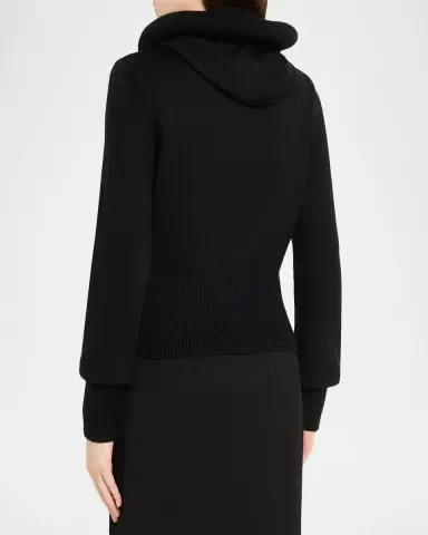ALAÏA Sculptural Hooded Rib-Knit Sweater | Thumbnail 7 ALAÏA Sculptural Hooded Rib-Knit Sweater | Thumbnail 7
