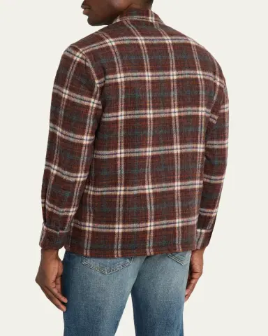 Salvatore Piccolo Men's Wool and Nylon Plaid Overshirt | Thumbnail 3 Salvatore Piccolo Men's Wool and Nylon Plaid Overshirt | Thumbnail 3