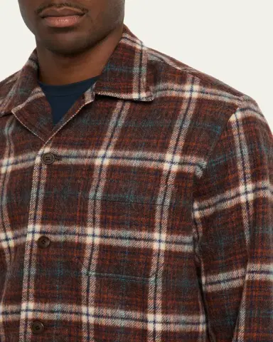 Salvatore Piccolo Men's Wool and Nylon Plaid Overshirt | Thumbnail 5 Salvatore Piccolo Men's Wool and Nylon Plaid Overshirt | Thumbnail 5