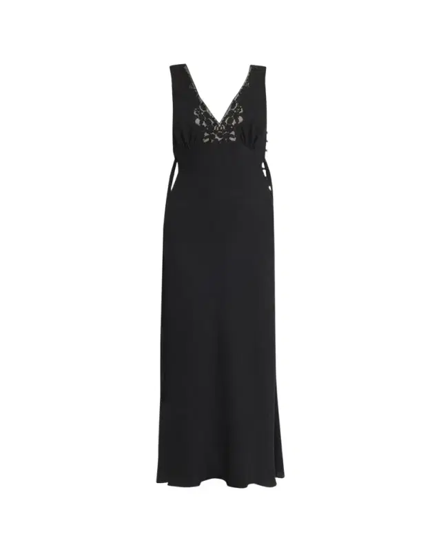 Chloe Silk Jacquard & Lace Sleeveless Column Dress