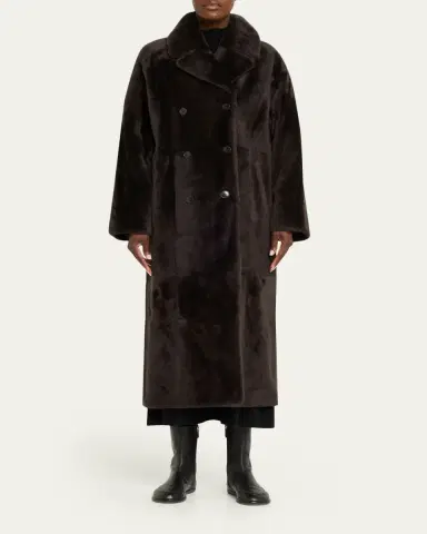 Yves Salomon Lacon Double-Breasted Shearling Coat | Thumbnail 2 Yves Salomon Lacon Double-Breasted Shearling Coat | Thumbnail 2