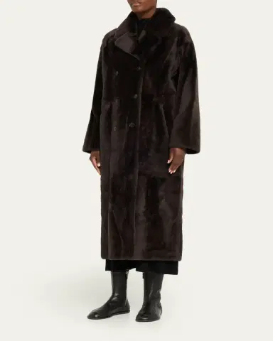Yves Salomon Lacon Double-Breasted Shearling Coat | Thumbnail 4 Yves Salomon Lacon Double-Breasted Shearling Coat | Thumbnail 4