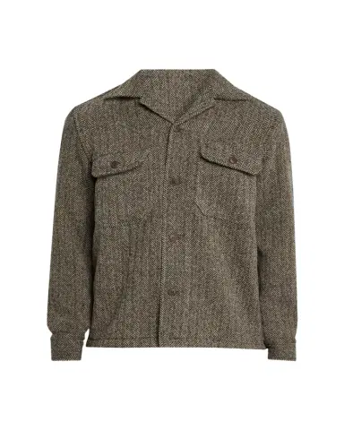 Salvatore Piccolo Men's Herringbone Wool Dual-Pocket Overshirt | Thumbnail 1 Salvatore Piccolo Men's Herringbone Wool Dual-Pocket Overshirt | Thumbnail 1