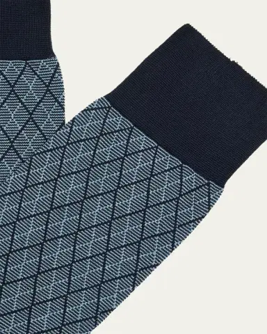 Pantherella Men's Kingsley Diamond Check Jacquard Calf-Length Socks | Thumbnail 3 Pantherella Men's Kingsley Diamond Check Jacquard Calf-Length Socks | Thumbnail 3