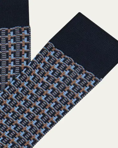 Pantherella Men's Randolph Vertical Box Jacquard Crew Socks | Thumbnail 3 Pantherella Men's Randolph Vertical Box Jacquard Crew Socks | Thumbnail 3