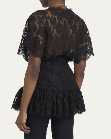 Chloé Lace Short-Sleeve Ruffle Top | Thumbnail 3