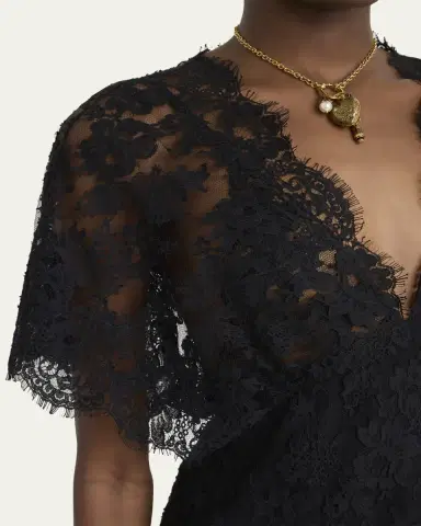 Chloé Lace Short-Sleeve Ruffle Top | Thumbnail 5