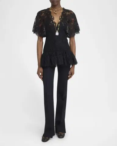 Chloé Lace Short-Sleeve Ruffle Top | Thumbnail 6