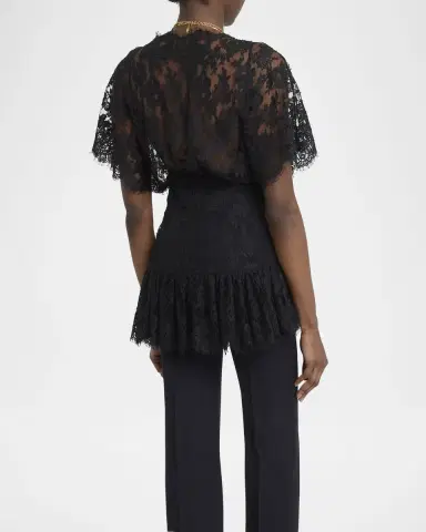Chloé Lace Short-Sleeve Ruffle Top | Thumbnail 7