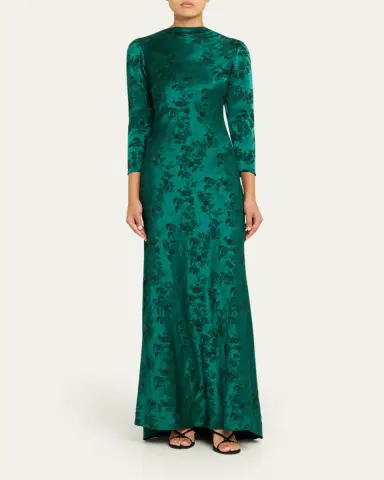 Saloni Sylvie Floral High-Neck Dress | Thumbnail 2