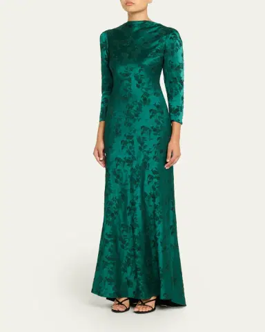 Saloni Sylvie Floral High-Neck Dress | Thumbnail 4