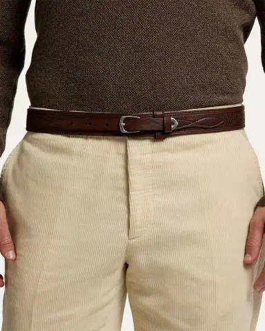 Ralph Lauren Purple Label Men's Topstitched Western Leather Belt | Thumbnail 2 Ralph Lauren Purple Label Men's Topstitched Western Leather Belt | Thumbnail 2