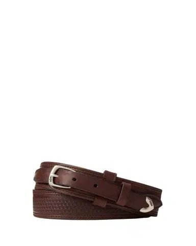 Ralph Lauren Purple Label Men's Topstitched Western Leather Belt | Thumbnail 1 Ralph Lauren Purple Label Men's Topstitched Western Leather Belt | Thumbnail 1
