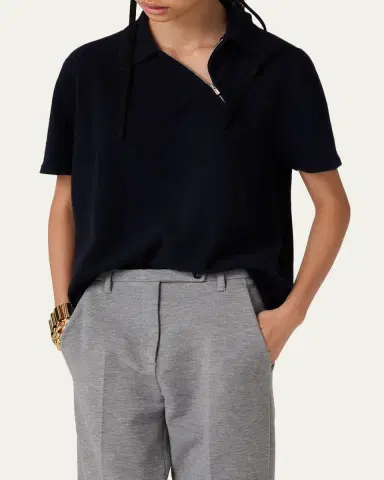 Miu Miu Cashmere Short-Sleeve Polo Shirt | Thumbnail 2 Miu Miu Cashmere Short-Sleeve Polo Shirt | Thumbnail 2