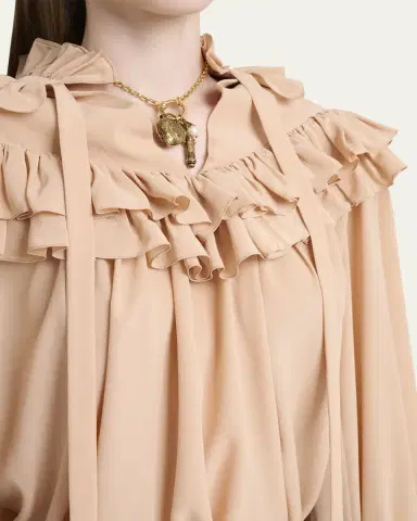 Chloé Ruffle-Yoke Silk Blouse | Thumbnail 5 Chloé Ruffle-Yoke Silk Blouse | Thumbnail 5