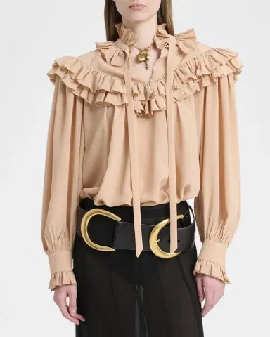 Chloé Ruffle-Yoke Silk Blouse | Thumbnail 8 Chloé Ruffle-Yoke Silk Blouse | Thumbnail 8
