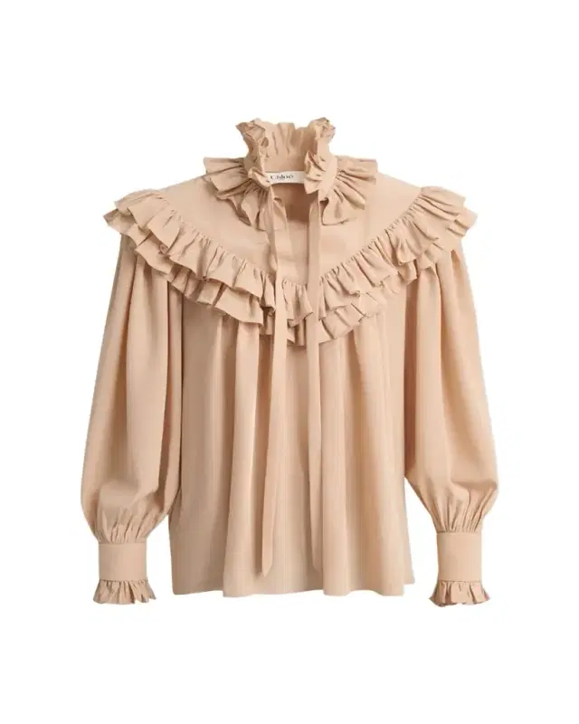Chloe Ruffle-Yoke Silk Blouse