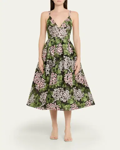 Bronx and Banco Eden Pleated Floral-Embroidered Midi Dress | Thumbnail 2 Bronx and Banco Eden Pleated Floral-Embroidered Midi Dress | Thumbnail 2