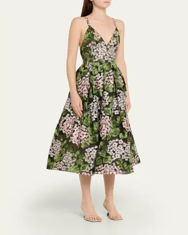 Bronx and Banco Eden Pleated Floral-Embroidered Midi Dress | Thumbnail 4 Bronx and Banco Eden Pleated Floral-Embroidered Midi Dress | Thumbnail 4
