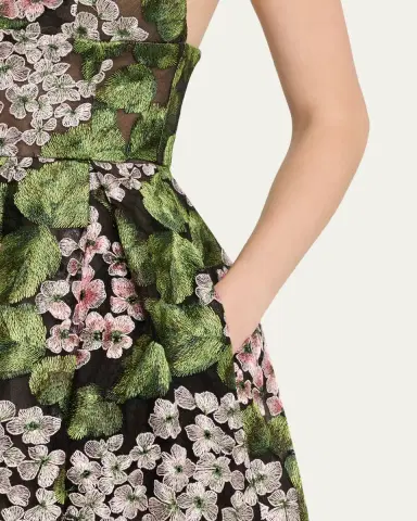 Bronx and Banco Eden Pleated Floral-Embroidered Midi Dress | Thumbnail 5 Bronx and Banco Eden Pleated Floral-Embroidered Midi Dress | Thumbnail 5