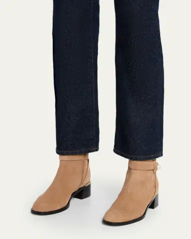 Jimmy Choo Noor 45 Suede Pearly-Button Ankle Boots | Thumbnail 2
