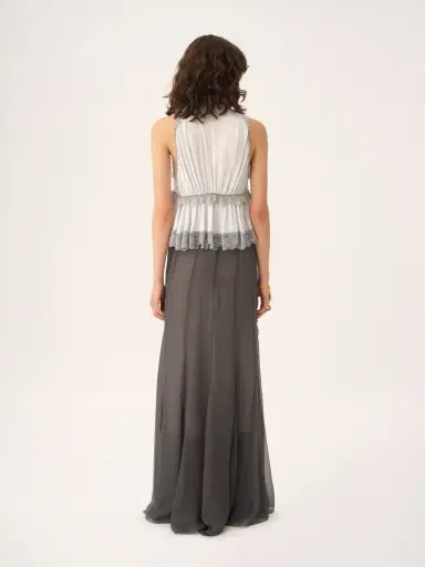 Chloé Tie-front sleeveless top in washed silk satin & lace | Thumbnail 5
