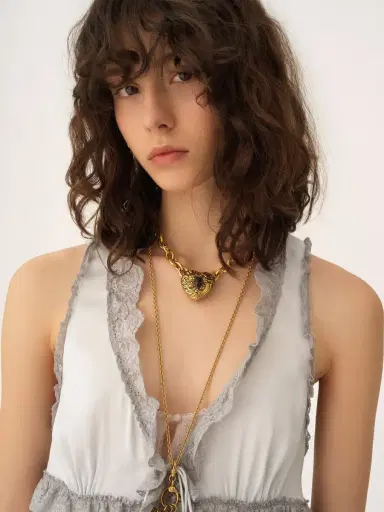 Chloé Tie-front sleeveless top in washed silk satin & lace | Thumbnail 8