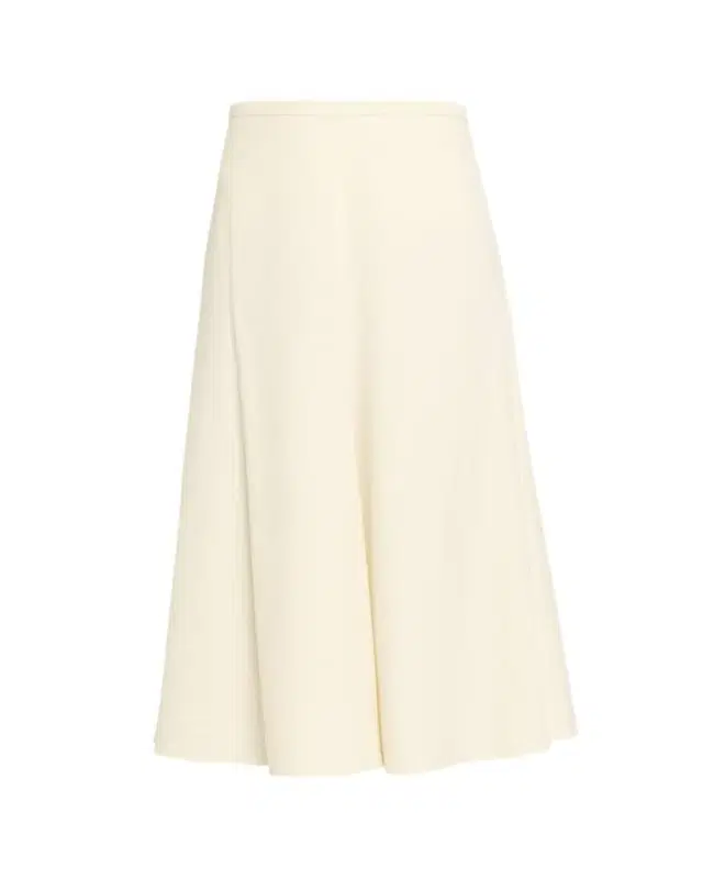 Wool-Stretch A-Line Midi Skirt