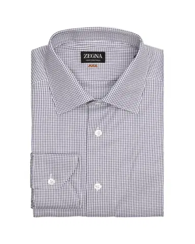 Zegna Men's Centoventimila Cotton Micro-Check Dress Shirt | Thumbnail 1