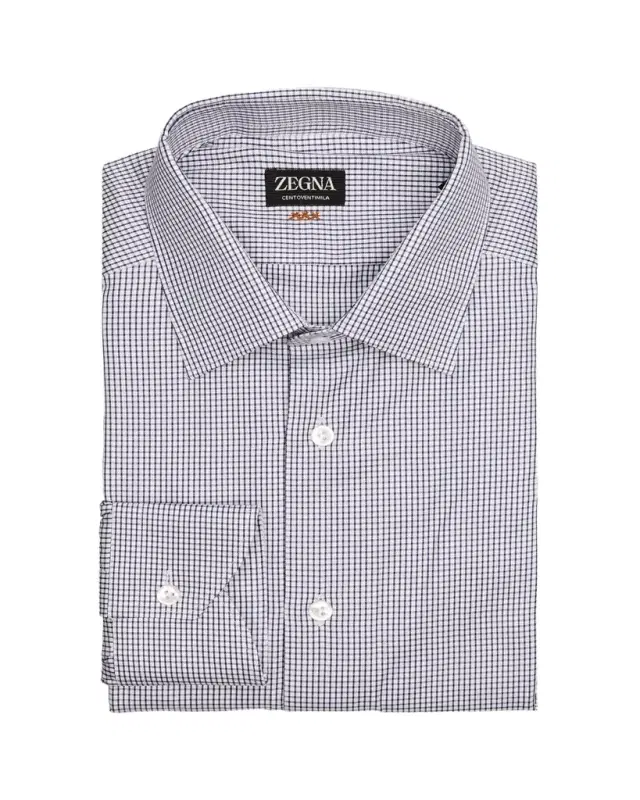 ZEGNA Men's Centoventimila Cotton Micro-Check Dress Shirt