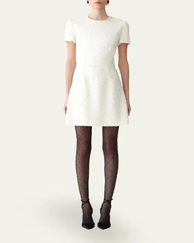 Carolina Herrera Pearly Embellished Short-Sleeve Mini Dress | Thumbnail 2