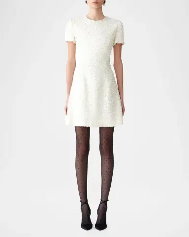 Carolina Herrera Pearly Embellished Short-Sleeve Mini Dress | Thumbnail 4
