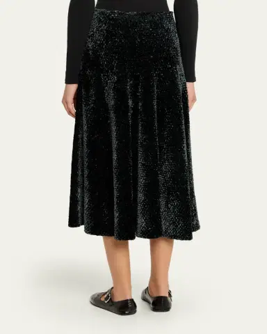 Alaïa Velvet A-Line Midi Skirt | Thumbnail 3 Alaïa Velvet A-Line Midi Skirt | Thumbnail 3