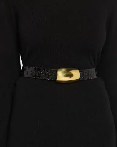 L'Agence Milou Croc-Embossed Leather Belt | Thumbnail 2