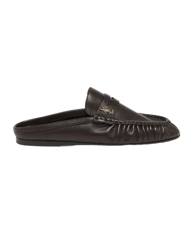 Saint Laurent Le Loafer Leather Penny Loafer Mules