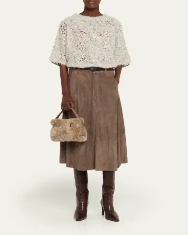 Brunello Cucinelli Pailette Mohair-Wool Short-Sleeve Sweater | Thumbnail 2