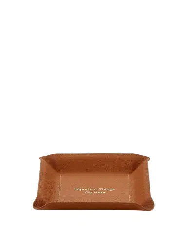 Graphic Image "Important Things Go Here" Leather Valet Tray | Thumbnail 1