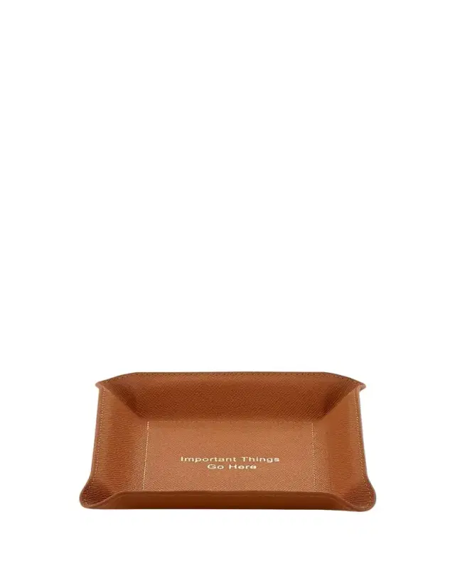 Graphic Image "Important Things Go Here" Leather Valet Tray