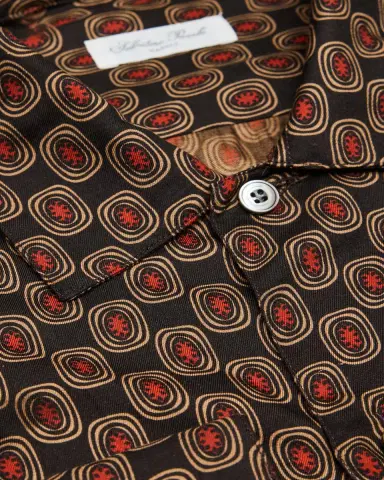 Salvatore Piccolo Men's Silk Geometric Circle-Print Dress Shirt | Thumbnail 2 Salvatore Piccolo Men's Silk Geometric Circle-Print Dress Shirt | Thumbnail 2