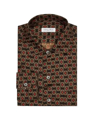 Salvatore Piccolo Men's Silk Geometric Circle-Print Dress Shirt | Thumbnail 1 Salvatore Piccolo Men's Silk Geometric Circle-Print Dress Shirt | Thumbnail 1