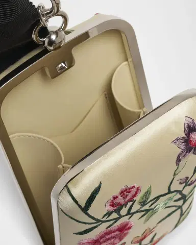 Givenchy Floral-Embroidered Wristlet Clutch Bag in Satin | Thumbnail 3 Givenchy Floral-Embroidered Wristlet Clutch Bag in Satin | Thumbnail 3