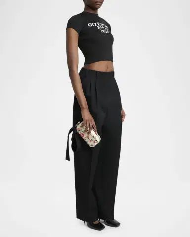 Givenchy Floral-Embroidered Wristlet Clutch Bag in Satin | Thumbnail 4 Givenchy Floral-Embroidered Wristlet Clutch Bag in Satin | Thumbnail 4