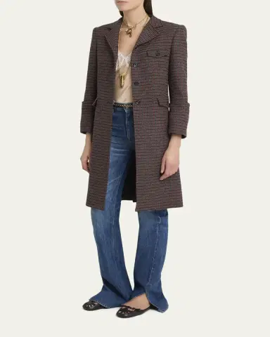 Chloé Houndstooth Wool-Blend Riding Coat | Thumbnail 4 Chloé Houndstooth Wool-Blend Riding Coat | Thumbnail 4